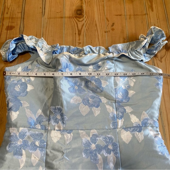 NWOT Lulus Pop the Bottle Light Blue Floral Jacquard Ruffled Mini Dress - Picture 7 of 8